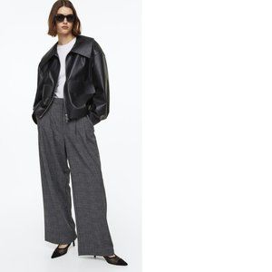NWT - H&M Wide Leg Dress Pants - Black/Grey Plaid - Women’s M (12)